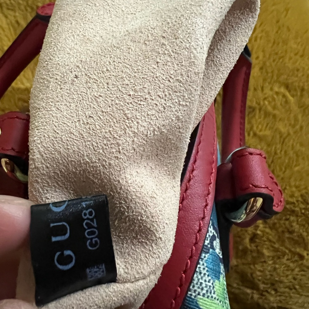 Mini GG Supreme Blue Floral Print with Red leather trim. - Picture 13 of 16